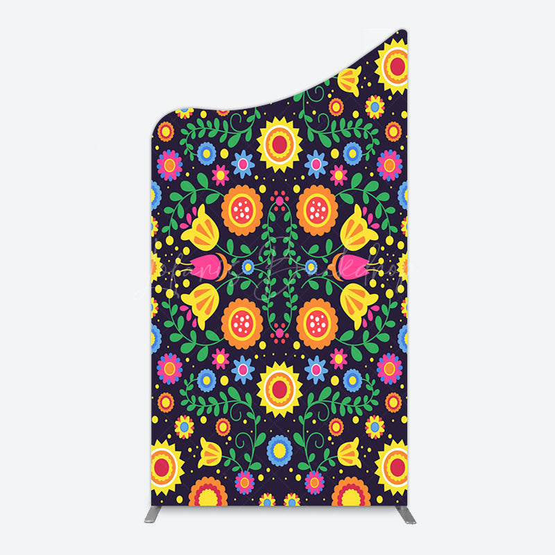 Lofaris Mexican Art Colorful Flowers Birthday Arch Backdrop
