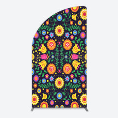 Lofaris Mexican Art Colorful Flowers Birthday Arch Backdrop
