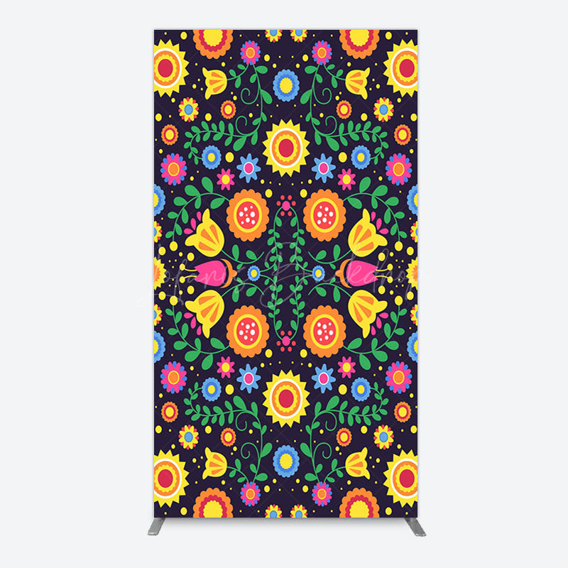 Lofaris Mexican Art Colorful Flowers Birthday Arch Backdrop