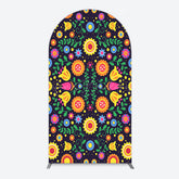 Lofaris Mexican Art Colorful Flowers Birthday Arch Backdrop