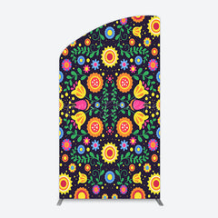 Lofaris Mexican Art Colorful Flowers Birthday Arch Backdrop