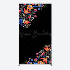 Lofaris Mexican Artistic Floral Black Birthday Arch Backdrop
