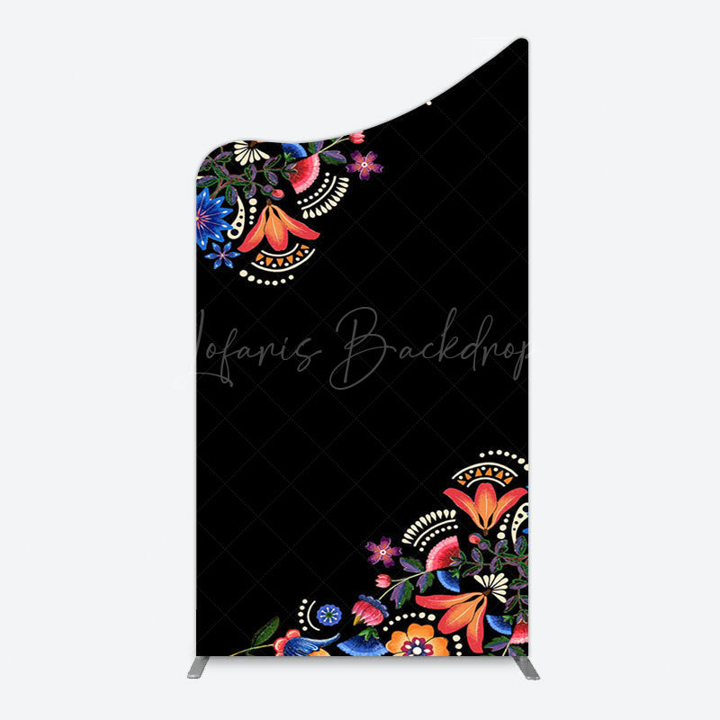 Lofaris Mexican Artistic Floral Black Birthday Arch Backdrop