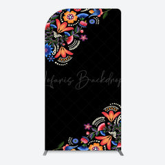 Lofaris Mexican Artistic Floral Black Birthday Arch Backdrop