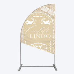 Lofaris Mexican Beige Cielito Lindo Birthday Half Moon Arch Backdrop