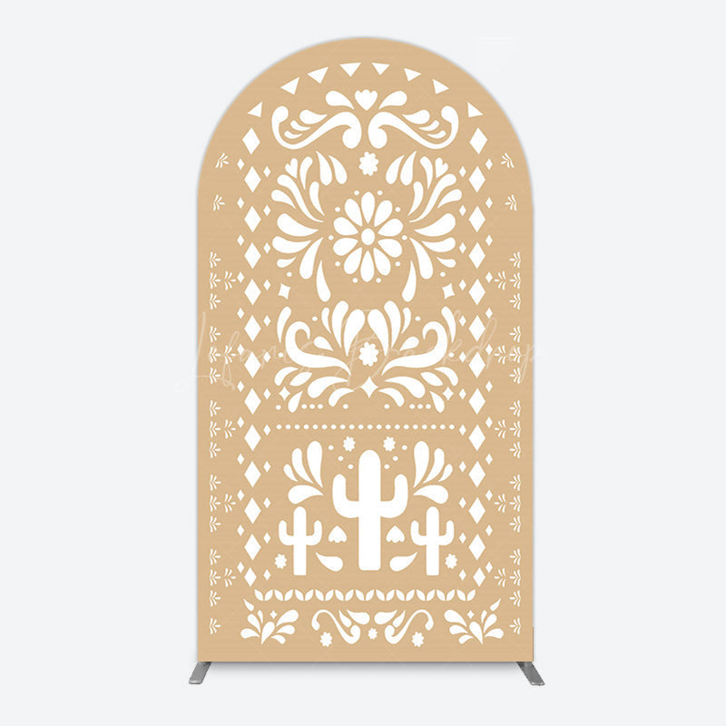 Lofaris Mexican Brown White Pattern Birthday Arch Backdrop