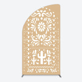 Lofaris Mexican Brown White Pattern Birthday Half Moon Arch Backdrop