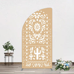 Lofaris Mexican Brown White Pattern Birthday Half Moon Arch Backdrop