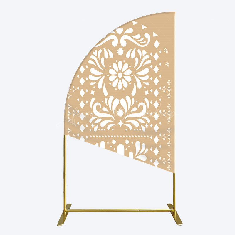 Lofaris Mexican Brown White Pattern Birthday Half Moon Arch Backdrop