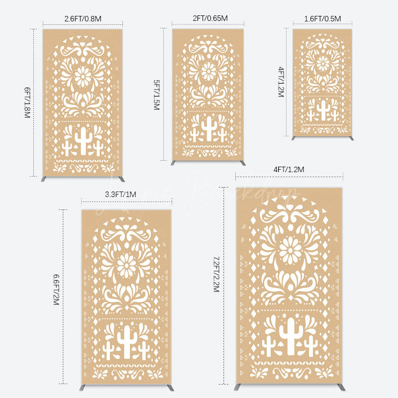 Lofaris Mexican Brown White Pattern Birthday Rectangle Backdrop