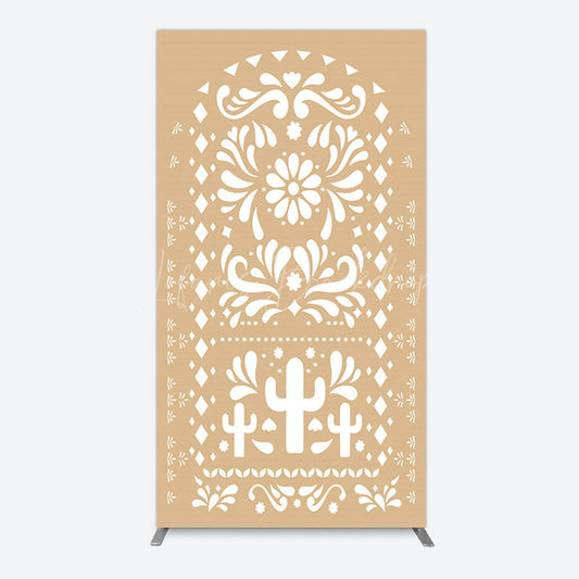 Lofaris Mexican Brown White Pattern Birthday Rectangle Backdrop