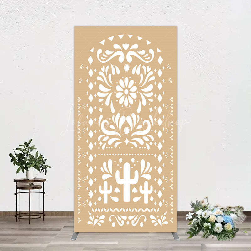 Lofaris Mexican Brown White Pattern Birthday Rectangle Backdrop