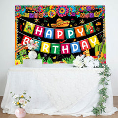 Lofaris Mexican Carnival Cheerful Happy Birthday Backdrop