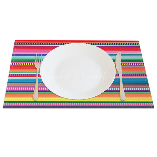 Lofaris Mexican Carnival Colored Stripes Set of 4 Placemats