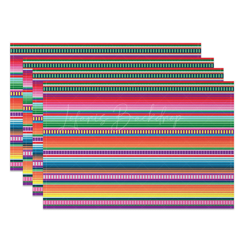 Lofaris Mexican Carnival Colored Stripes Set of 4 Placemats