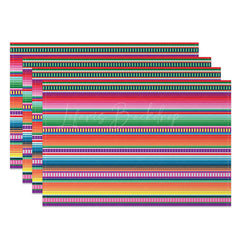 Lofaris Mexican Carnival Colored Stripes Set of 4 Placemats