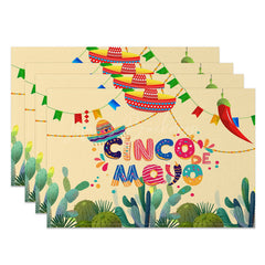 Lofaris Mexican Cinco De Mayo Colorful Set of 4 Placemats