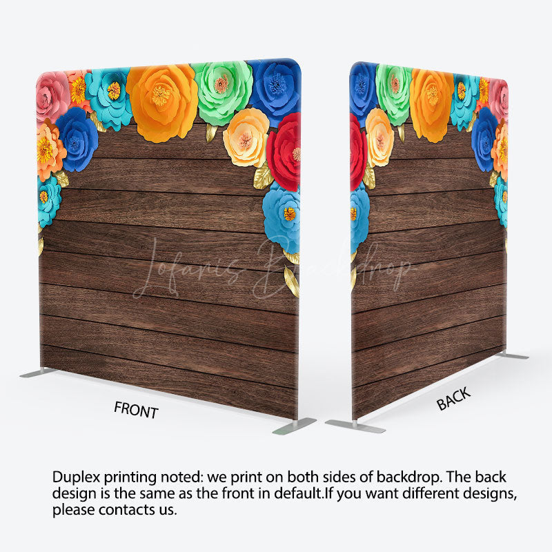 Lofaris Mexican Color Floral Wooden Square Tension Backdrop