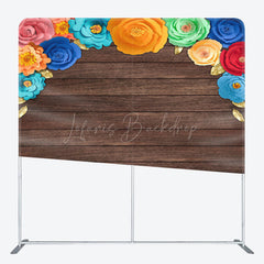 Lofaris Mexican Color Floral Wooden Square Tension Backdrop