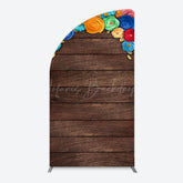 Lofaris Mexican Colorful Floral Wooden Birthday Half Moon Arch Backdrop
