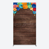 Lofaris Mexican Colorful Floral Wooden Birthday Rectangle Backdrop
