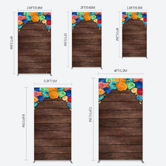 Lofaris Mexican Colorful Floral Wooden Birthday Rectangle Backdrop