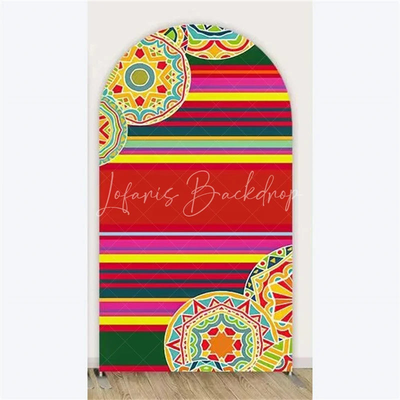 Lofaris Mexican Fiesta Flower Arch Backdrop Vibrant Colorful Floral Party Photo Prop for Cinco de Mayo Birthday Celebration