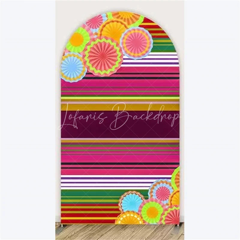 Lofaris Mexican Fiesta Flower Arch Backdrop Vibrant Colorful Floral Party Photo Prop for Cinco de Mayo Birthday Celebration