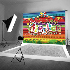 Lofaris Mexican Fiesta Party Backdrop Colorful Serape Stripes and Sombrero Background Cinco de Mayo Celebration Props
