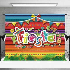 Lofaris Mexican Fiesta Party Backdrop Colorful Serape Stripes and Sombrero Background Cinco de Mayo Celebration Props