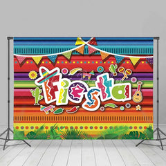 Lofaris Mexican Fiesta Party Backdrop Colorful Serape Stripes and Sombrero Background Cinco de Mayo Celebration Props