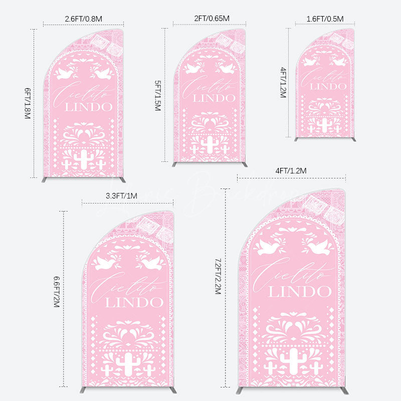 Lofaris Mexican Pink Cielito Lindo Birthday Half Moon Arch Backdrop