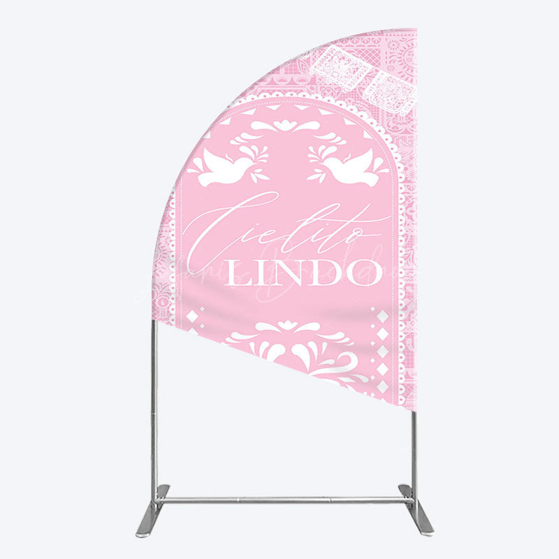 Lofaris Mexican Pink Cielito Lindo Birthday Half Moon Arch Backdrop