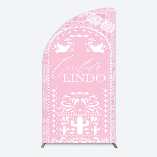 Lofaris Mexican Pink Cielito Lindo Birthday Half Moon Arch Backdrop