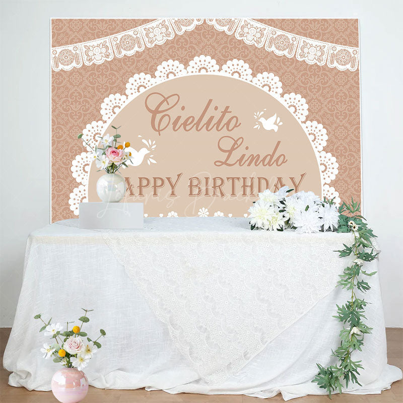 Lofaris Mexico Boho Pattern Doves Happy Birthday Backdrop