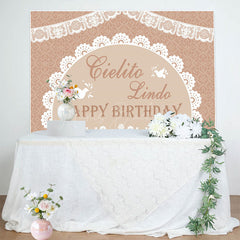 Lofaris Mexico Boho Pattern Doves Happy Birthday Backdrop