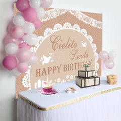 Lofaris Mexico Boho Pattern Doves Happy Birthday Backdrop