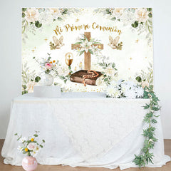 Lofaris Mi Primera Comunion Plant Floral Baptism Backdrop