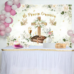 Lofaris Mi Primera Comunion Plant Floral Baptism Backdrop