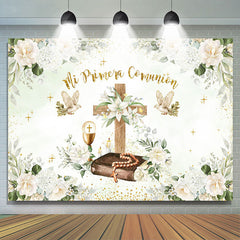 Lofaris Mi Primera Comunion Plant Floral Baptism Backdrop