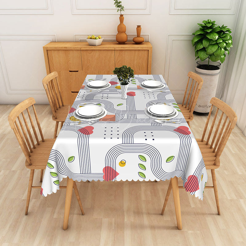 Lofaris Mid Century Modern Heart Home Decor Rectangle Tablecloth