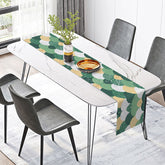 Lofaris Mid-Century Modern Table Runner with Green Semicircle and Line Pattern for Retro Kitchen Dining
