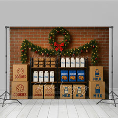 Lofaris Milk and Cookies for Santa Photography Backdrop Christmas Kitchen Scene Holiday Mini Session Background