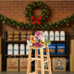 Lofaris Milk and Cookies for Santa Photography Backdrop Christmas Kitchen Scene Holiday Mini Session Background