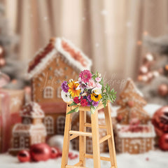 Lofaris Mini Gingerbread House Gift Snowy Christmas Backdrop