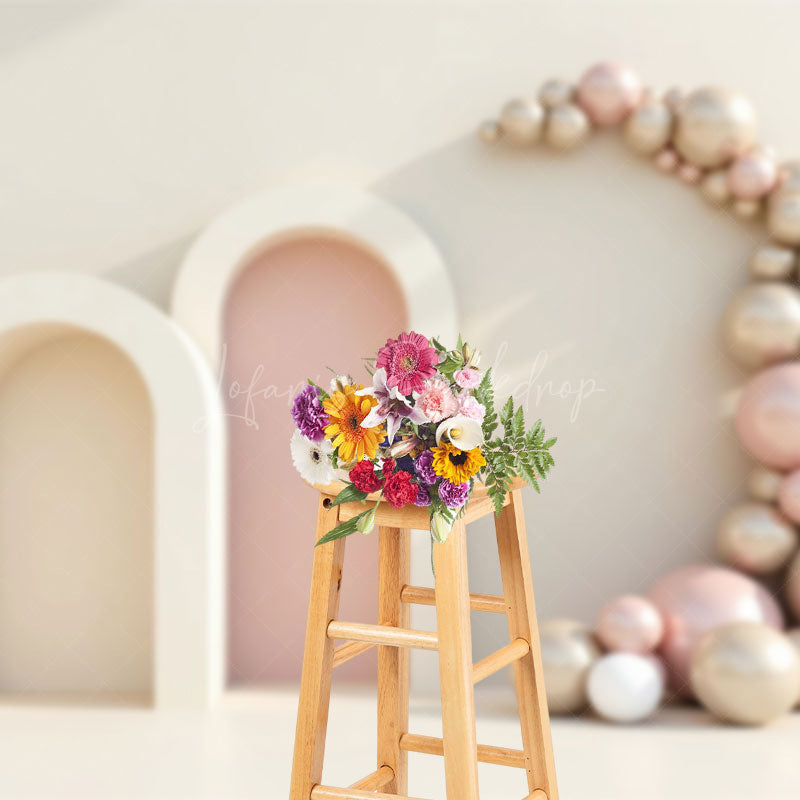 Lofaris Minimalism Beige Wall Arch Balloons Wedding Backdrop