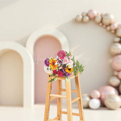 Lofaris Minimalism Beige Wall Arch Balloons Wedding Backdrop