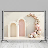 Lofaris Minimalism Beige Wall Arch Balloons Wedding Backdrop