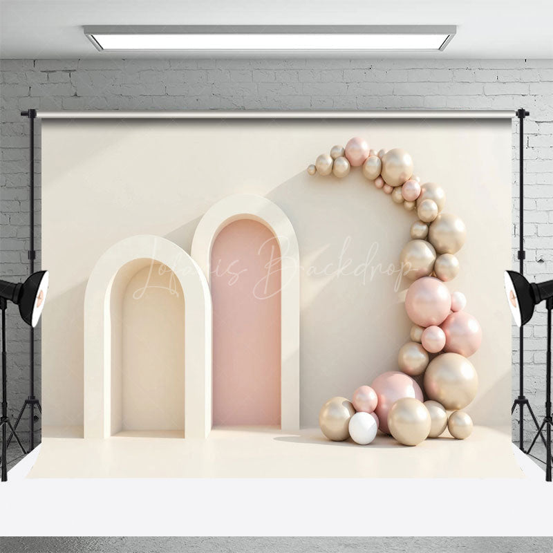 Lofaris Minimalism Beige Wall Arch Balloons Wedding Backdrop