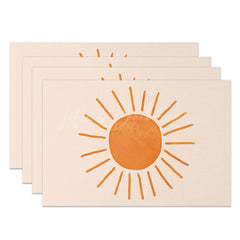 Lofaris Minimalism Orange Sun Pattern Set Of 4 Placemats